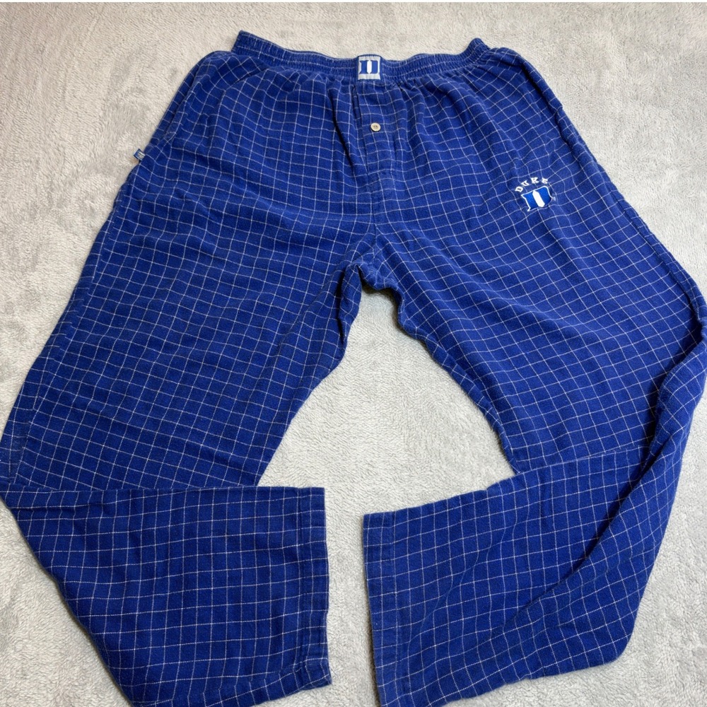 College Concepts Duke Pajama Pants Mens XL Blue Plaid Lounge Bottoms 90s NCAA